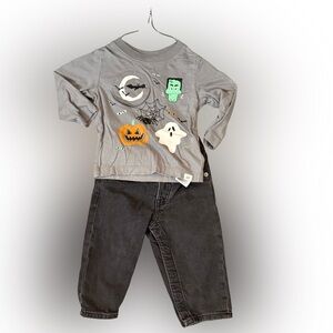 Gap Halloween L/S‎ Tee🎃 👻 -and Black Gap Jeans Size 12/18 Months
